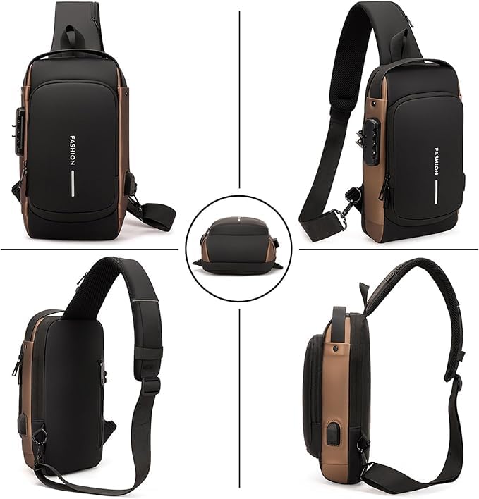 Crossbody Sling Bag with USB Charging - Waterproof & Anti-Theft