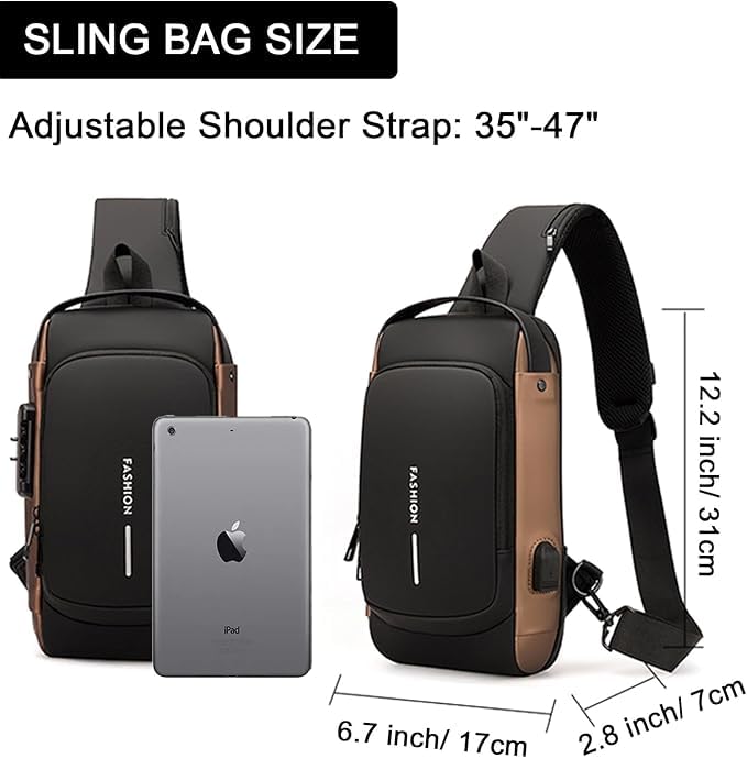 Crossbody Sling Bag with USB Charging - Waterproof & Anti-Theft